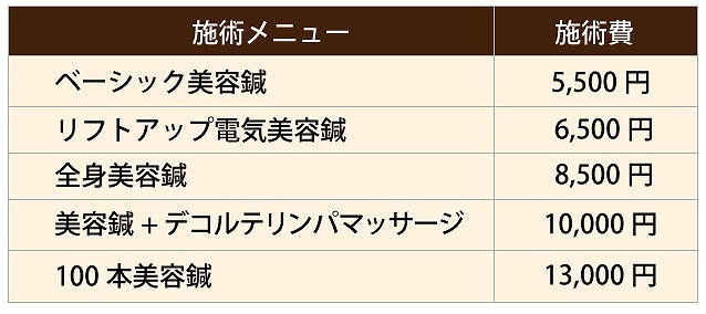 美容鍼の施術費