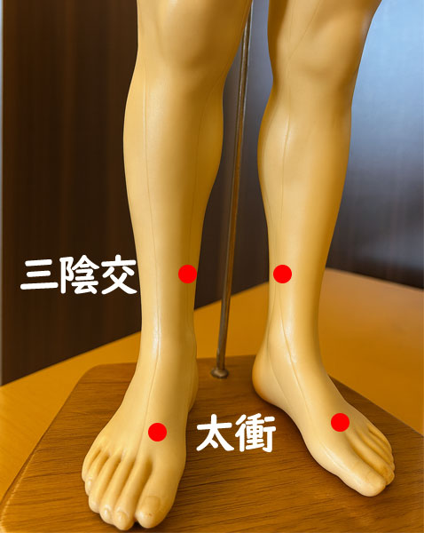 めまいに効くツボ：三陰交、太衝